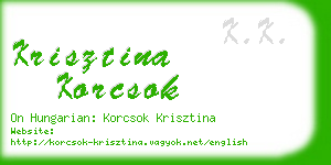 krisztina korcsok business card